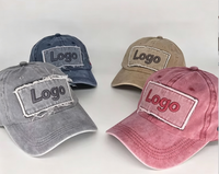Topi Baseball Unisex Khaki Vintage Washed Twill Cotton Fruit NewStory Patch 49 Bordir Distressed