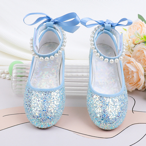 Scarpe Formali per Bambine OEM, Tacchi Mary Jane, Scarpe da Damigella, Fiocco Glitterato, Scarpe Traspiranti Stile Principessa per Matrimoni e Feste - Product Image 2