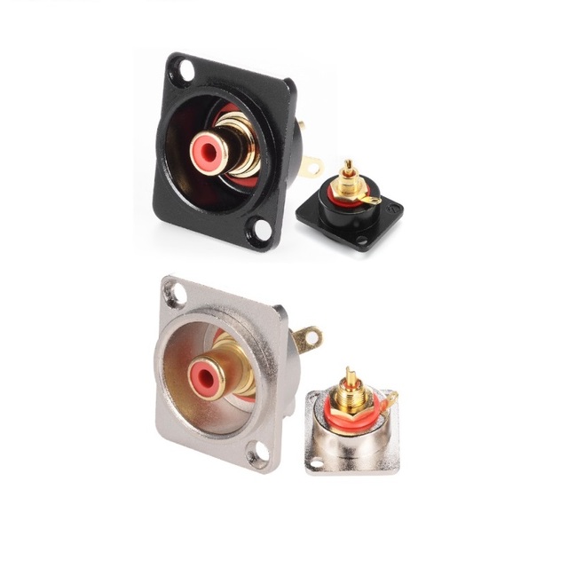 Screw Mount d Type Chassis Rca Connector Red Female Socket Panel Mount Soldering Speaker Terminal Connector Zinc Alloy