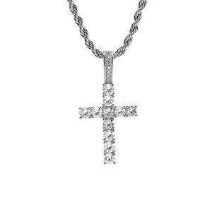 Модное ожерелье с кулоном-крестом из нержавеющей стали с позолотой 18K, инкрустированное кристаллами бриллиантовой огранки, в стиле хип-хоп, на цепочке-веревочке, от стороннего производителя - Product Image 4