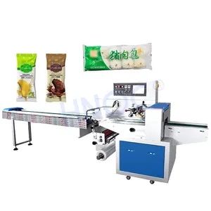 HNOC Automatic Pie Toast Food Puff Pastry Lavash Slice Bread Pack Pillow Wrapping Machine for Pasta