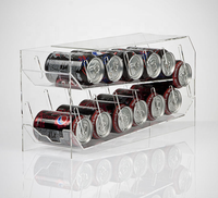Présentoir de comptoir en plexiglas pour mini-bouteilles avec distributeur par gravité et plateau porte-bouteilles