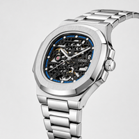 Reloj de Pulsera Mecánico Totalmente Automático para Hombre, Manecillas Luminosas, Resistente al Agua 30M, 40mm, Cuadrado, Aleación de Acero Inoxidable, Lujoso