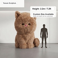 Sculpture Animatronique Électrique Moderne de Chat Moelleux en Résine de Fibre de Verre, Style Européen, pour Centre Commercial