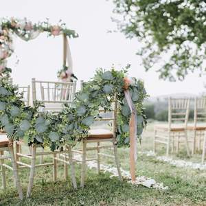 Guirlande artificielle d'eucalyptus, feuillage plat, haute simulation, pour décoration de mariage, feuilles de pommier, 144 brins - Product Image 4