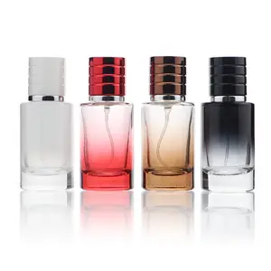 Botol parfum kaca persegi bening 30ml Atomizer parfum minyak kosong baru dengan sampel gratis botol minyak esensial semprot