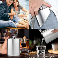 Coffret Cadeau Gourde à Whisky avec 2 Verres et 8 Pierres de Granit - Gourde à Liqueur en Acier Inoxydable de 8oz dans une Boîte en Bois