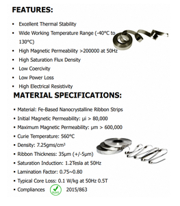 Material magnético suave avanzado para aplicaciones de transformadores e inductores de alta eficiencia utilizando nanocristales de Vikano Ribbon - Product Image 2