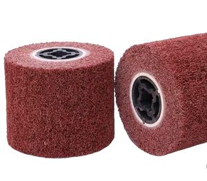 120*100mm Non-tissé vadrouille rabat meulage fil dessin abrasif polissage <span class=keywords><strong>brosse</strong></span> tambour roue OEM tache acier métal outil - Product Image 6