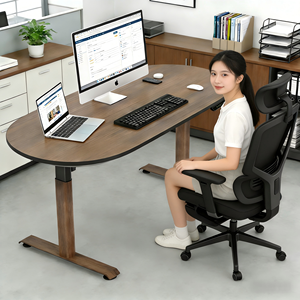 Escritorio Eléctrico Ergonómico Moderno Ovalado de 48x24 Pulgadas con Altura Ajustable, Escritorio de Oficina, Escritorio para Computadora para el Hogar y la Oficina - Product Image 1