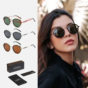 New Style Acetate and Metal Vintage Round Acetate Sunglasses for Unisex Uv400 Protect Shades