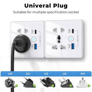 MT-1539MN Homekit Matter Smart Home <b>Universal</b> 2 Gang Matter WiFi Industrial Wall <b>Socket</b> with Glass Panel Apple Home Smartthings - Product Image 4