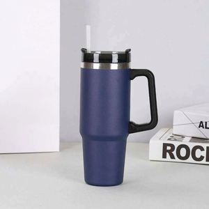 Stainless Steel Tumbler With Straw Double Wall Vacuum Insulated Travel Mug Pink Blue Green 24H Thermal Keep <b>Hot</b> Cold - Product Image 5