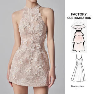 Robe courte d'été pour femme NT Custom, nouvelle collection 2026, col rond, dentelle, motif 3D, taille haute, sexy, élégante et tendance - Product Image 1