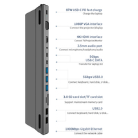 BASIX 14 in 1 Hub Tipe C ke HD USB Power Delivery Hub untuk Laptop Macbook Pro Docking Station Adapter untuk Macbook Pro USB C HUB