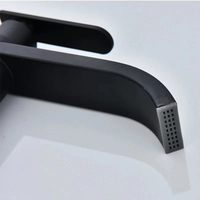 Robinet de lavabo cascade noir mat en acier inoxydable SUS304, eau froide uniquement, à poser sur comptoir