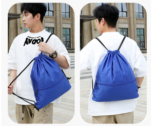 Factory Custom Logo <b>Drawstring</b> <b>Backpack</b> Zipper Pocket Lightweight Durable <b>Backpack</b> Gym Travel School Sports Outdoor Activities - Product Image 5