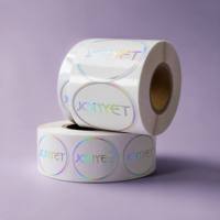 Étiquettes autocollantes rondes blanches en feuille d'aluminium arc-en-ciel avec logo personnalisé pour bouteilles, bocaux, bougies, aliments, cosmétiques et emballages de vente au détail - Fabrication en usine