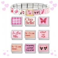 Mode personnalisée bracelet à breloques italien en acier inoxydable série rose amour dés breloque main chaîne bricolage femmes Bracelet cadeaux de noël