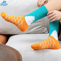 Nouvelles chaussettes en coton pour le printemps et l'automne, imprimées numériquement, respirantes, avec logo, motif crème glacée, chaussettes tendance et adorables