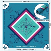 Tapis de Mahjong Premium 80x80cm en Terre de Diatomée, Motif Papillon et Œil Maléfique - Pliable, Écologique, Portable, Durable, Silencieux, pour 4 Joueurs