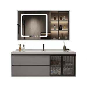 Mueble de Baño de Pared con Espejo de Madera Negra de Alta Calidad, Estilo Nórdico Moderno - Product Image 4