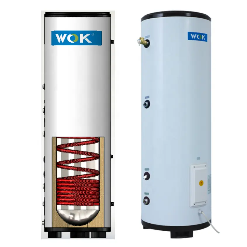 Wok Flat Panel Zonne-Energie Warmte Uitwisseling Watertank Met Dhw Spoel Buffer Tank 50l 100l 500l Volume