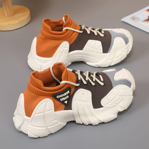 Chaussures de marche à plateforme en tricot personnalisé, style chunky, pour hommes et femmes, avec blocs de couleur tendance, supportant OEM ODM et logo personnalisé - Product Image 3