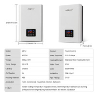 Chauffe-eau instantané sans réservoir 8000W multi-points 220V pour salle de bain et cuisine