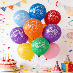 Palloncini per Feste 2026 Disponibili, Decorazione Casa, Otto Colori, Palloncini in Lattice <span class=keywords><strong>Buon</strong></span> <span class=keywords><strong>Compleanno</strong></span> con Logo, 10 Pollici per Feste Bambini e Adulti - Product Image 1