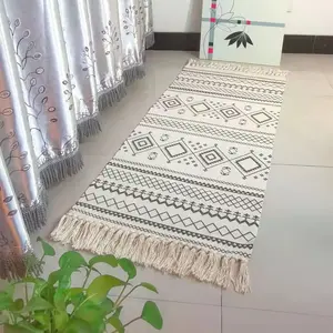 Alfombras de poliéster lavables bohemias con borlas tejidas para sala de estar, cocina, dormitorio, alfombrillas para puerta, alfombras