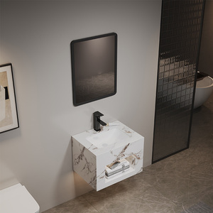 <span class=keywords><strong>Mueble</strong></span> de Baño Minimalista Personalizado, Montado en la Pared, con <span class=keywords><strong>Lavabo</strong></span> Integrado de Piedra, Estilo Hotel - Product Image 3