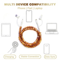 Kabel Data Amber Beaded 4 in 1 Tipe C Pengisi Daya Ponsel Pengisian Cepat