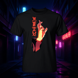 Void Hand Sign Domain Expansion Gojo T-shirt noir pour adulte taille moyenne - Product Image 3