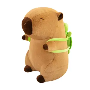 Capybara peluche avec tortue sac à dos Simulation Capibara Anime poupée moelleuse mignon animaux en peluche poupée cadeau enfant jouets