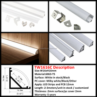 Barre lumineuse LED linéaire d'angle ultra-mince, puissance et température de couleur personnalisables, pour sous-meuble, cuisine, armoire, étagère, vitrine, vente en gros, OEM