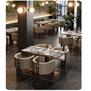 Juego de Mesa y Sillas de Comedor Rectangular de Estilo Occidental Moderno y Lujoso Personalizado con Cubierta de Piedra para Hotel, Cafetería y Salón de Té con Leche - Product Image 3