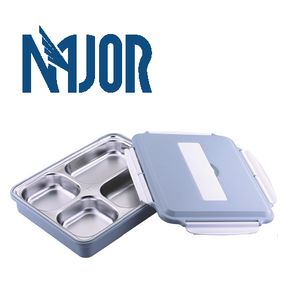 Service de table divisé en acier inoxydable 304, 4 compartiments, plateau à <span class=keywords><strong>repas</strong></span>, boîte à Lunch pour enfants, assiette de fruits avec couvercle - Product Image 2