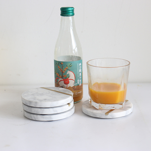 Functional Unique Wholesale Drink Round <strong>Marble</strong> <strong>Coaster</strong> With Brass Strip - Product Image 4