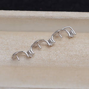 อุปกรณ์เงินแท้ S925 สำหรับทำจี้ 3 เม็ด ขนาด 7.5-8 มม. พร้อมฐานไม้สำหรับแขวน DIY เครื่องประดับ 4377 ฐานเปล่าสำหรับจี้มุกและชาร์ม - Product Image 3