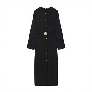 TAOP&ZA 2025 Nuevo Vestido Midi de Mujer Estilo Europeo Americano Vintage Casual de Invierno a la Moda, Línea A, Natural y Ecológico - Product Image 3