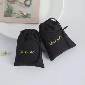 Luxury Jewelry Pouches with Custom Logo Suede Velvet Small Drawstring Bag