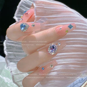 AB DIY Strass fantaisie de luxe en forme de cœur à sertir, avec chaîne en verre et griffes, pour accessoires vestimentaires et pierres précieuses - Product Image 3