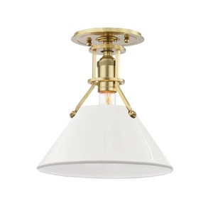 Lámpara de techo retro industrial con pantalla de metal cromado y blanco |   Iluminación Elegante para Oficina y Pasillo - Product Image 2