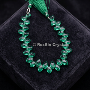 Emerald Quartz Faceted Marquise Briolettes Beads-rozrincrystals.com Brand Model HDBDS-21 | Shop Get Emerald Quartz Faceted - Product Image 3