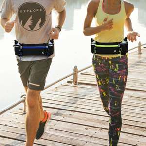 Cinturón Deportivo para Correr, Riñonera Deportiva para Exteriores con Porta Botella de Agua, Cierre de Cremallera de PVC Impermeable - Product Image 1