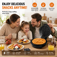 Machine à gaufres et à snacks 750W, plaque de cuisson antiadhésive en aluminium 20cm, chauffe rapide, nettoyage facile, prise UE
