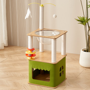 2024 Modern lüks kedi ağacı Scratcher kulesi mobilya doğal Sisal tırmalama mesajları sürdürülebilir ahşap kedi kulesi - Product Image 3