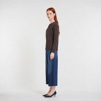 Rundhals-Strickjacke mit Knopfleiste und Tasche aus Seide-Woll-Mischung Langarm Großhandel OEM Damen-Strickjacke