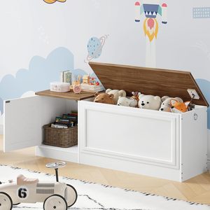 Propre usine meubles de maison boîte de rangement de jouets en bois <span class=keywords><strong>coffre</strong></span> à jouets <span class=keywords><strong>blanc</strong></span> avec charnière de sécurité salon <span class=keywords><strong>et</strong></span> banc de rangement - Product Image 2
